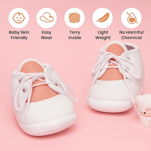 Image of Neska Moda 6 To 12 Months Baby Boys & Baby Girls Cute Soft Cotton Pre-Walker Lace Booties-BT4713