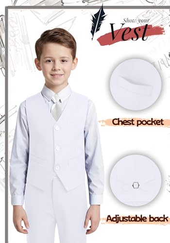 Image of YuanLu Boys Suit Dress Clothes Ring Bearer Outfit Homecoming Dresses Boy Vest and Pants Set for Kids Wedding Tuxedo Suits