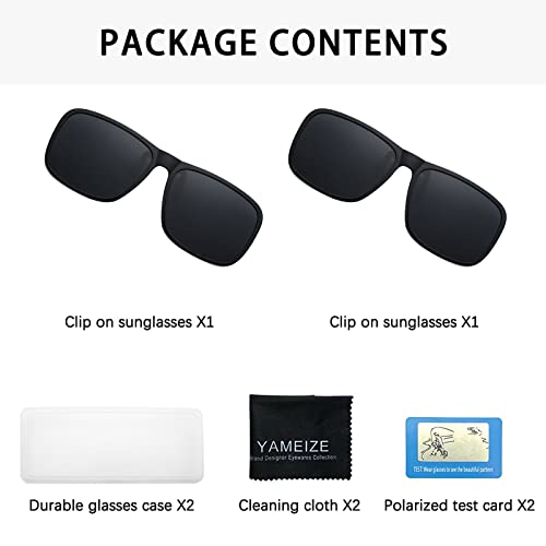 YAMEIZE Polarized Rectangle Clip On Sunglasses - Flip Up Glasses Anti-Glare UV Protection for Men Women Driving Fishing2