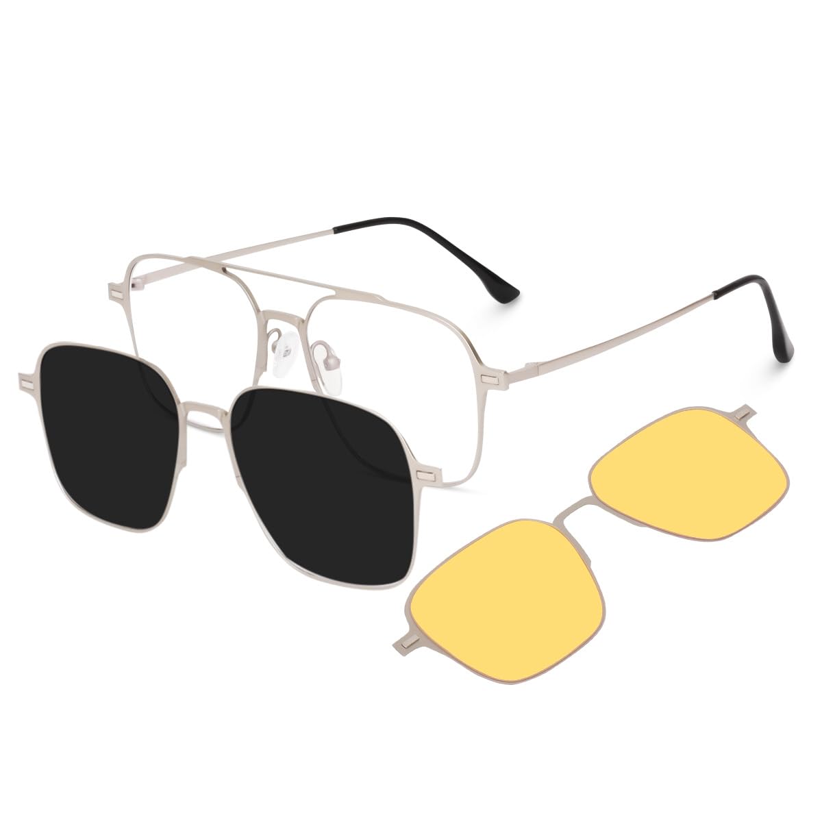 3in1 Clip on Magnetic Sunglass For Men | Computer Glasses | Polarised | Night Vision |-image-27