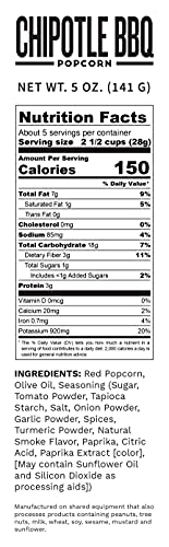 Pop Daddy Flavored Popcorn Gourmet | Chipotle Bbq Flavor | Hand Seasoned Ruby Red Kernels Gluten Free Popcorn Snacks | 5Oz Individual Bags | 3 Pack #TOP6