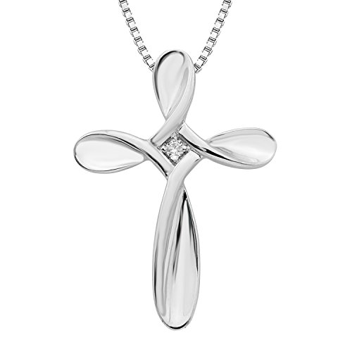 Boston Bay Diamonds Sterling Silver Diamond Accent Cross Pendant with 18