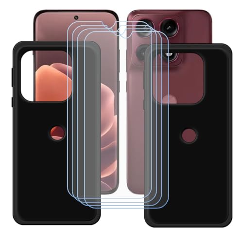 BMPNLSZ �K�p Motorola Edge 70 Pro�p�̔ėp[2�p�b�N]�u���b�N�V�F��+[4�p�b�N]HD�����K���X�A�V���J�Q���V�F��TPU�ɂ��o�b�N�V�F��-Motorola Edge 70 Pro�p��ی삷��X�N���C�u�h�~�ی��(6,78")