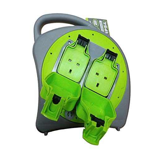 elitezotec New 20 Metre 2 Socket On Reel Cable Holder Heavy Duty Outdoor Indoor