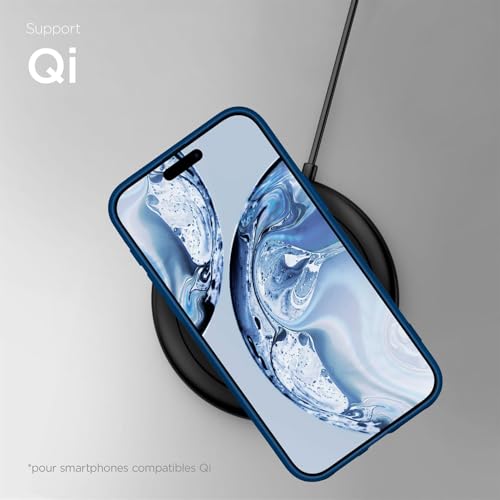 Coque silicone iPhone 16 Plus bords surélevés antichoc double couche bleu mat - 5