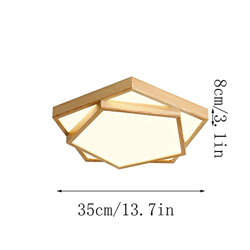 Lustre LED scandinave en bois double couche à intensité réglable - 2
