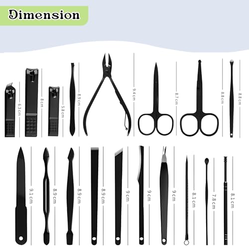 Image of Nail Cutter Set - 18 in 1 Manicure Pedicure Kit for Women, Complete Grooming & Pedicure Kit for Women and Men with Black Leather Travel Case, Perfect Gifts for Women - Wishkey