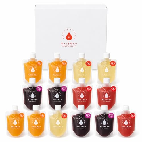 食べ切りサイズ ギュットゼリー 12個 詰め合わせ セット(みかん3個、りんご3、ぶどう3、いちご3) ギフトセット 国産果汁 飲むゼリー 詰め合わせ 常温 フルーツゼリー お見舞い 内祝い 贈り物