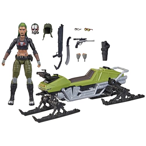 G.I. JOE Classified Series, Figurine de Collection 194 Zanya de 15 cm et véhicule Prédateur Chameleon (Skieur des Marais) avec 10 Accessoires