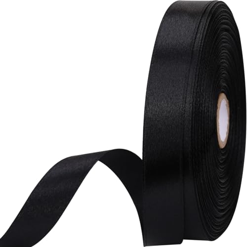 5/8 inches 50 Yard Black Satin Ribbon for Gift Wrapping Wedding Crafts Christmas Easter Floral Hair Invitation Decorations and More