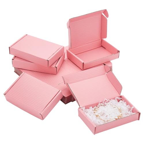 PandaHall 30 Pack Cardboard Postal Gift Shipping Mail Kraft Corrugated Boxes - Small, Pink