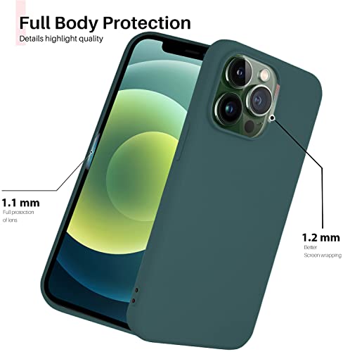 Image of Elzzi Microfiber Candy Case Compatible for iPhone 13 Pro 6.1 Inch Shockproof Slim Back Cover Liquid Silicone Case - Forest Green