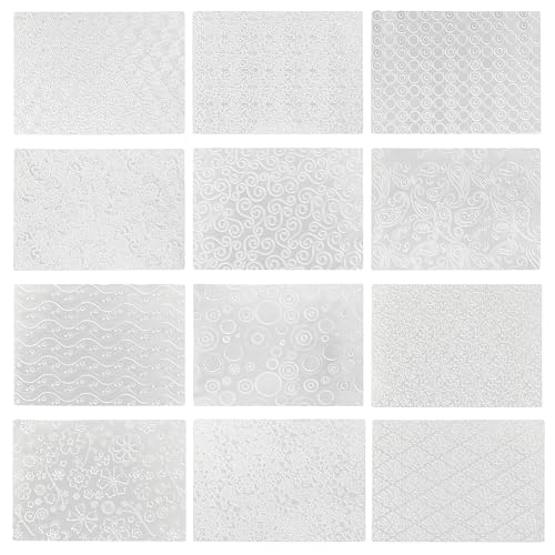 BELLE VOUS Embosseur Pate a Sucre pour Gâteaux au Chocolat (Lot de 12) - Motifs Floraux, Cachemire et Cercle - Tapis Relief Patisserie 3D pour Bonbons, Déco,...
