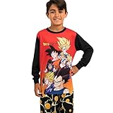 Bioworld Youth Dragon Ball Z Sleepwear Set: Long-Sleeve Tee Shirt, Sleep Shorts, and Sleep Pants- Medium Multicolored