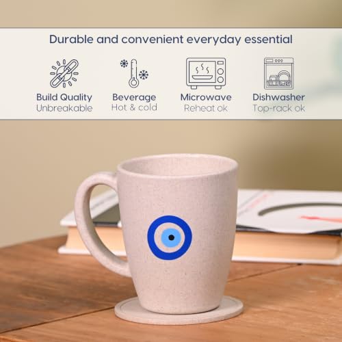 Image of Eha Earth Friendly Rakhi Gift for Brother Made with Rice Husk | Set of 1 | Rakhi Set for Brother | Printed Mug & Evil Eye Rakhi Hamper | Gift for Rakshabandhan