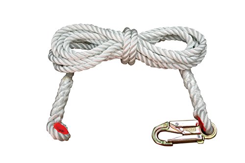 Elk River 24775 Nylon 3-Strand Rope Lifeline with Snaphook and Thimble, 5/8