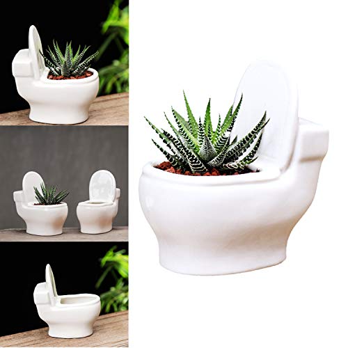 Toilet Flower Pots Creative White Ceramic Toilet Succulent Planter Pot Flower Plant Pot