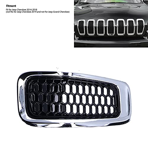 Image of Fydun 7pcs Front Grill Mesh Inserts Refit Front Grille Guard Trim for Cherokee 2014-2018(Chrome frame)