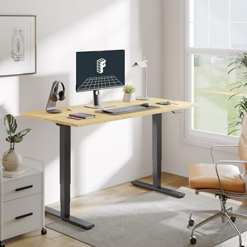 FLEXISPOT E6 MAX Bamboo 55x28 Inch Dual Motor 3-Stage Heavy Duty Standing Desk, 330lbs Weight Capacity, Height Adjustable Desk w/Cable Management & Wheels (Solid Bamboo Desktop + Black Frame) - Thumbnail 3