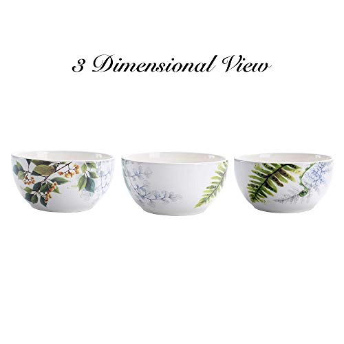 Bico Fern & Grass Ceramic 12 Pcs Dinnerware Set, Service For 4, Inclusive Of 11 Inch Dinner Plates, 8.75 Inch Salad Plates And 26Oz Cereal Bowls, For Party, Microwave & Dishwasher Safe #TOP3
