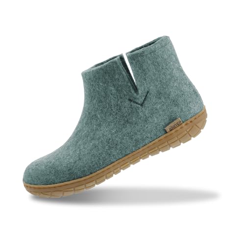 Image of Glerups 100% quality wool mix Boot Slipper with rubber sole - Unisex