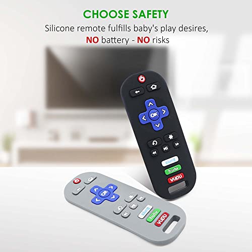 Image of Silicone Baby Teething Toys, TV Remote Control Shape Silicone Teethers, BPA Free, Sustainable, Washable, and Non Toxic (Gray)