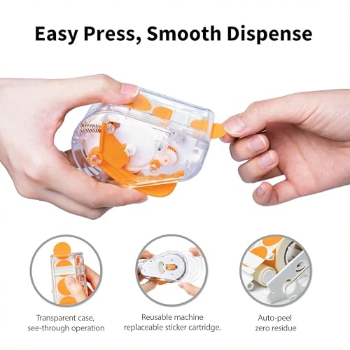 Image of 300 PCS of 1-inch Orange Dot Stickers with Sticker Dispenser, Round Coding Labels Circle Dots Labels Stickers for Office, Classroom,Small Business,Papers