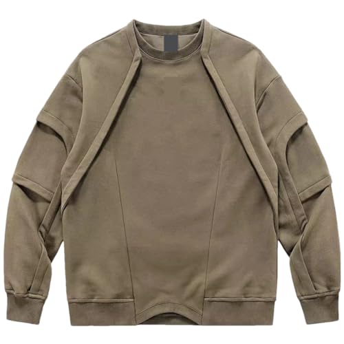 Pull ample vintage manches longues col rond homme style streetwear de mi-saison