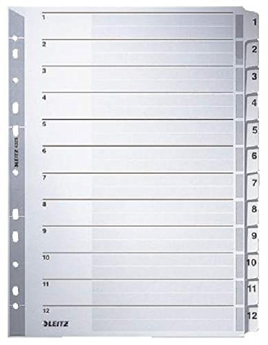 Register A4 1-12 grau LEITZ 43250000 Karton 12tlg. VE=10(Liefermenge=10)