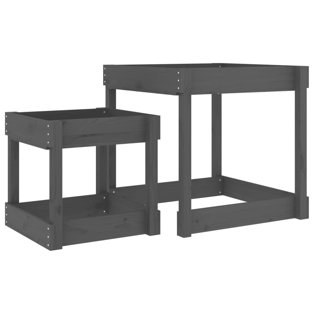 Sand-Spieltische 2 STK. Grau Massivholz Kiefer,15.02kg,825053