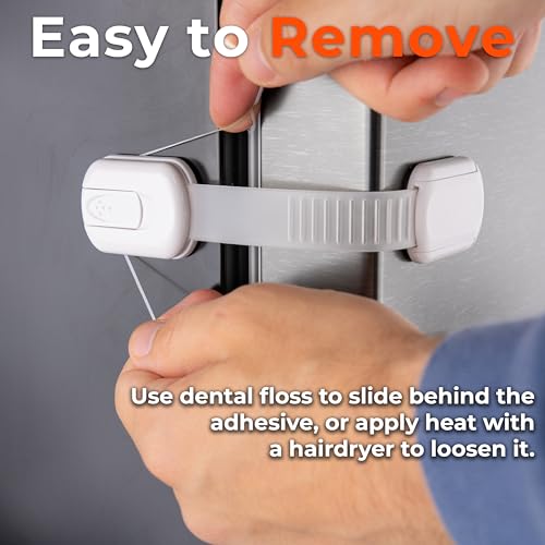 image for HomeBrella 2-Pack Child Proof Fridge Lock with Adhesive - Adjustable B