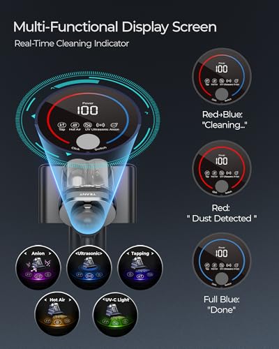 Image of Teant Bed Mattress Vacuum, 18 kPa & Green Light Dust Detection, MV-Grey | 2-Speed Bed Vacuum Cleaner with 253.7nm UV-C & Ultrasonic, LED Display, 149℉ Heat, HEPA, Aroma & Anion for Bed Sofa Pet Hair