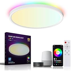 Amazon Lamparas Techo Infantiles Birnetek® Lampara Techo LED 24W, Plafon RGB Redondo 2700K-6500K, Regulable, Compatible con Alexa, Google Home, Control APP, Mando a Distancia, para Dormitorio, Salon, Cocina
