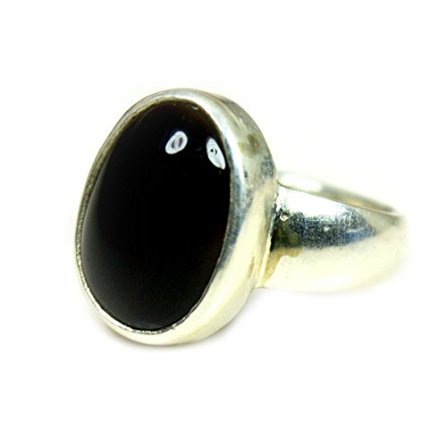 Bague en onyx noir d'exception, argent sterling et gemme naturelle de 4 carats