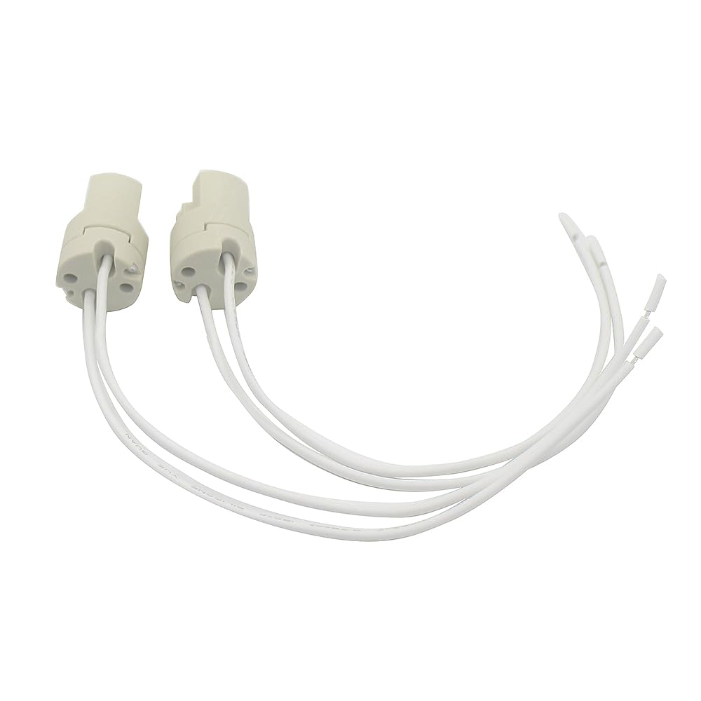Pack of 2,G8.5 Metal Halide Lamp Socket Ceramic Light Holder 6A 250V with high-voltage Silicone Wire for G8.5 type Quartz Bulbs, Halogen Lamp, LED Bulbs, etc