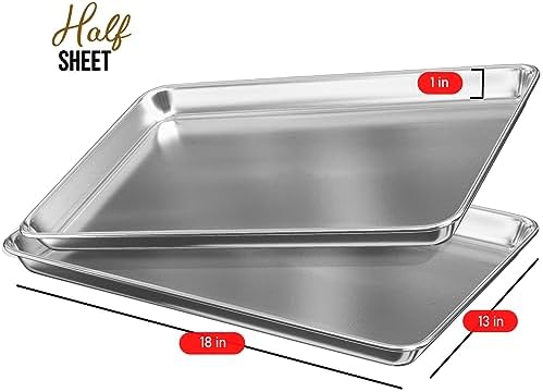 Eatex Aluminum Baking Sheet Set, 2 Pack Cookie Sheet Set, 18” x 13” Steel Baking Pan Set, Quality Cookie Sheets for Baking Nonstick, Half Sheet Baking Pans Set, Baking Sheets for Oven, Half Sheet Pan - Thumbnail 3