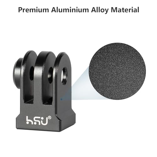 Image of HSU Aluminum Alloy Go Pro Tripod Mount Adapter for Go Pro Hero 12 /11 /10 /9 /8 /7 /6, Mini 1 /4-20 Metal Monopod Mount for Campark and Other Action Cameras (Black)