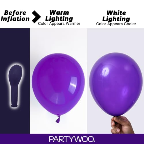 Image of PartyWoo Dark Purple Balloons 140pcs Different Sizes of 18 12 10 5 Inch Royal Purple Latex Balloon Arch Kit for Birthday Baby Shower Graduation Anniversary Bachelorette Party Decorations Purple-Y16