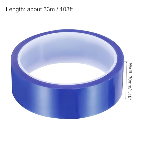 Image of uxcell Blue Heat Tape, 1 Roll 30mmx33m 108ft High Temperature Heat Resistant Tape for Sublimation,Heat Vinyl Press,Heat Transfer, Circuit Board, No Residue