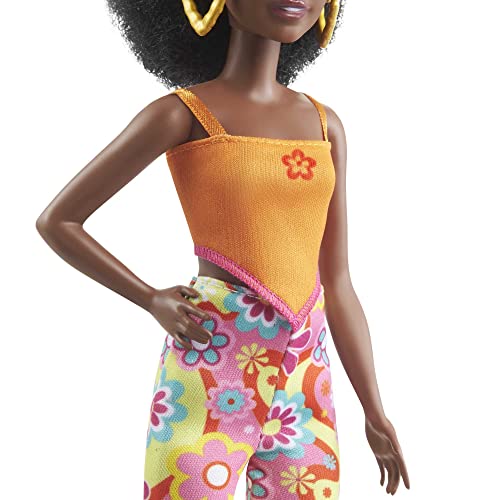 Barbie Fashionistas Doll #198 With Petite Body, Curly Black Hair, Retro Floral Clothes & Accessories #TOP3