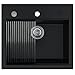 Produktbild SINK QUALITY Spülbecken Schwarz Granit 56 x 51 cm - Spüle mit Siphon PUSH und Abtropfgestell - Waschbecken Küche Schwarz - Spülbecken für 60 cm Schrank - Einbauspüle Schwarz - Abwaschbecken Küche