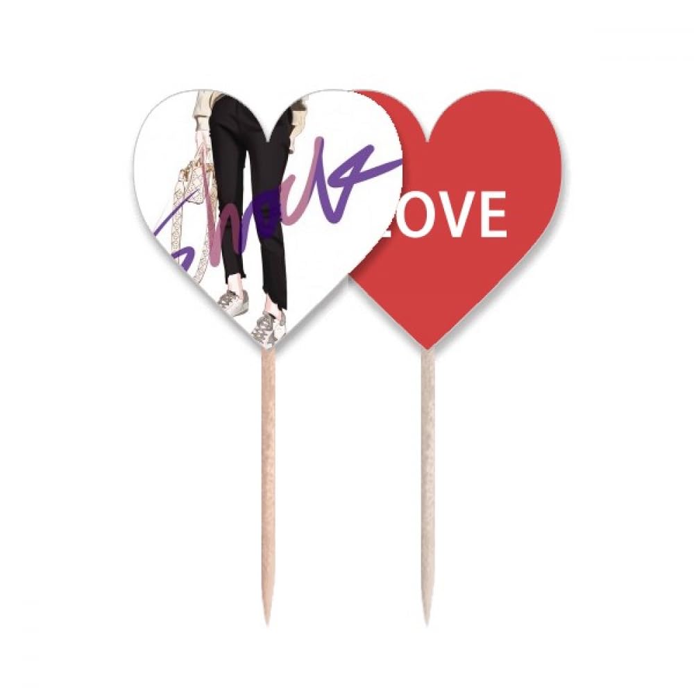 Pics cupcake shock girl et deco cure-dents drapeau love heart pour lable de fete et topper muffin