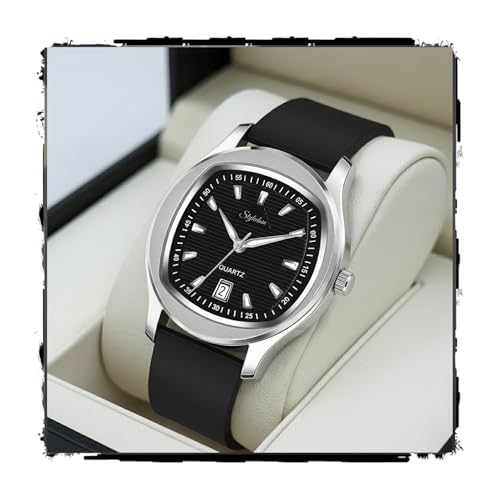 Image of styledose Minimalist dial Softest Adjustable Silicon Belt Quartz Analog Date Display Wrist Watch for Men