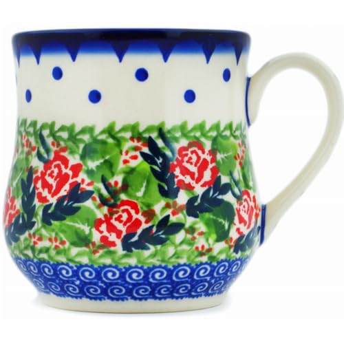 Taza Polmedia Polish Pottery 13 oz patrón Jardín Romántico miniatura 1