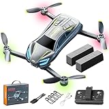 Brushless Drone with HD Dual Camera, Brushless Motors, Car Drone, 360° Surround Filming, Headless Mode, Optical Flow Hover (Car Drone with 【Two Batteries 】)