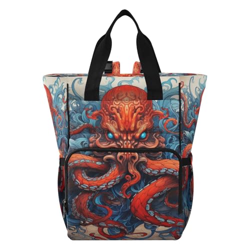 Sac à dos à langer grand format et sac de voyage imperméable poulpe