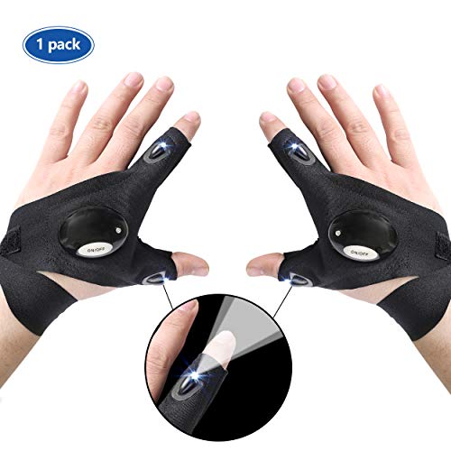 ETCBUYS LED Flashlight Glove - Work Gloves with Lights Fingerless Glove with LED