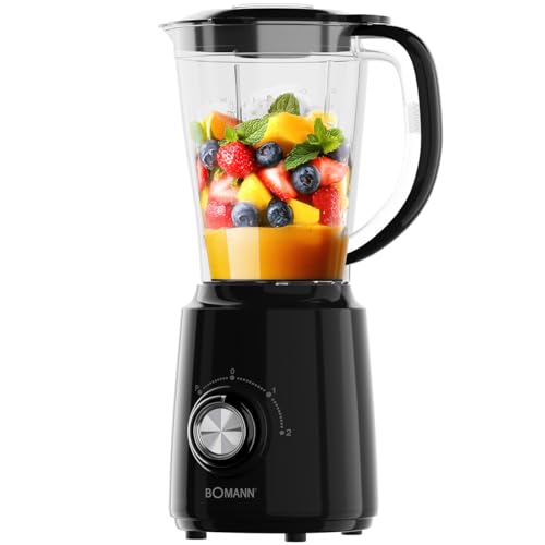 Bomann® Standmixer 500W | Mixer | BPA frei | 4-fach Edelstahl-Messer rostfrei | 1,5L Smoothie Maker | Ice-Crush Funktion | 3 Stufen | Turbo-Funktion | Deckel mit Nachfüllöffnung | UM 6083 CB