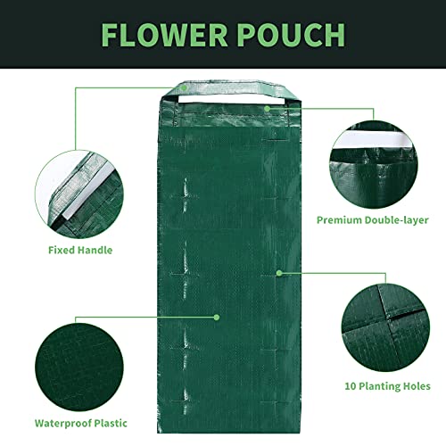 Betereap Hanging Flower Pouch With 10 Slits, 4 Packs Green Hanging Flower Planting Bag For Outdoor #TOP1