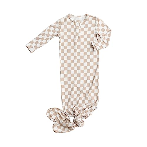 Image of UPTON AVE Checkered Ultra-Soft Knotted Baby Gown, Viscose made from Bamboo Newborn Swaddle Wear for Baby Boy or Girl